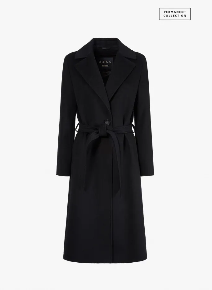 -cappotto nero con cintura