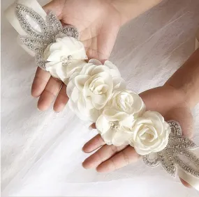 ---Floral belt for wedding and ceremony dresses with rhinestone decorations perfect to enrich a simple wedding dress--