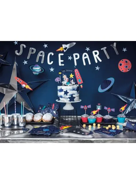 10 cannucce lilla con strisce bianche di carta - Space Party