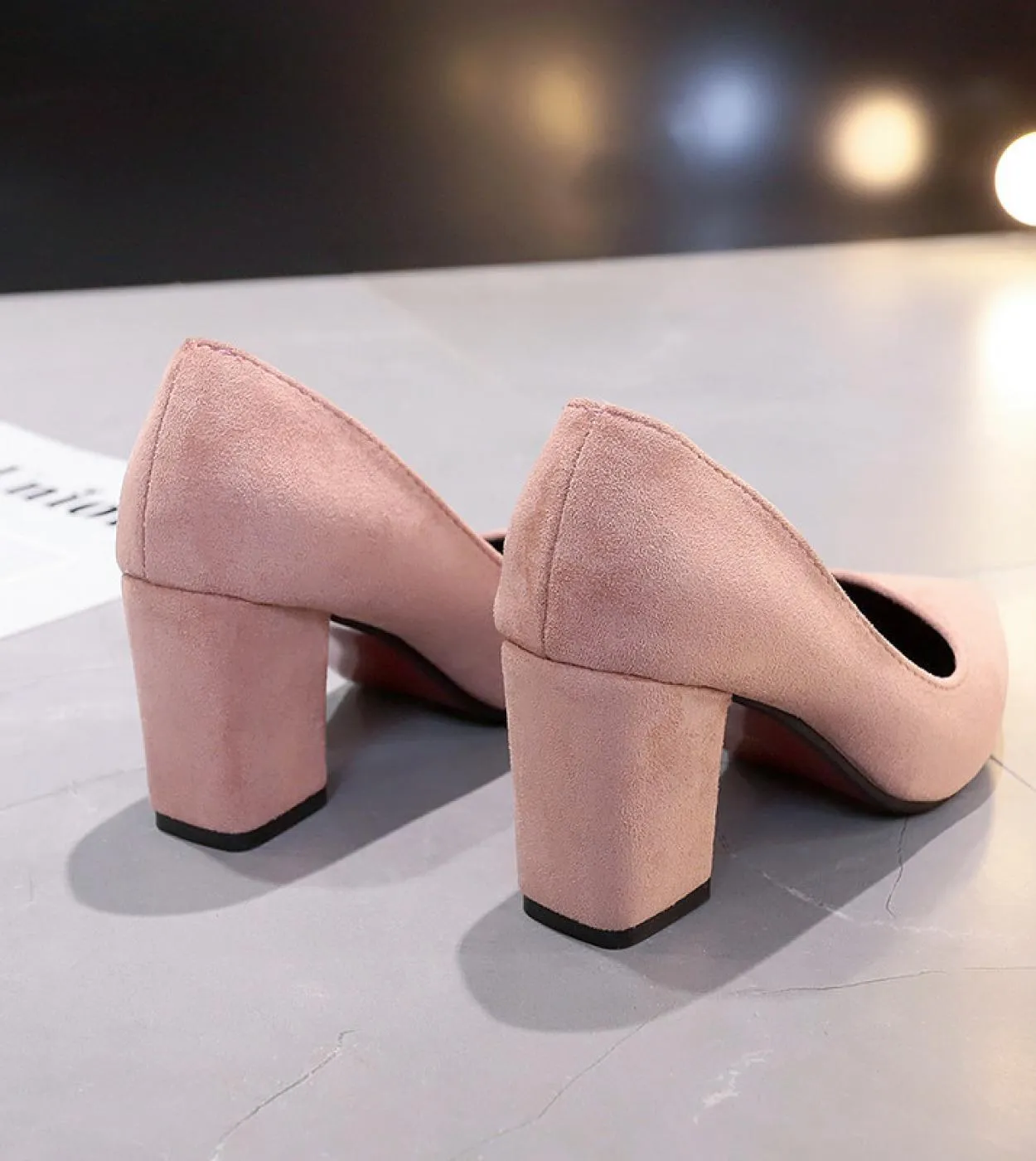 2022 New Women Pumps Flock Sweet Thick High Heels Female  Office Pointed Toe Dress Work Pump Cute Shoes Ladies Footwear