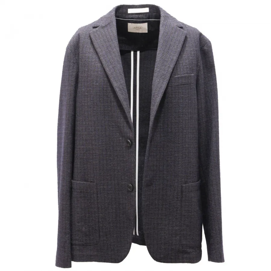 8600AH giacca uomo ALTEA grey/blue wool/cotton checked jacket men