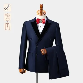 Abiti da uomo a due pezzi blu navy dal design originale per occasioni formali, matrimoni eleganti blazer abito da sera (personal