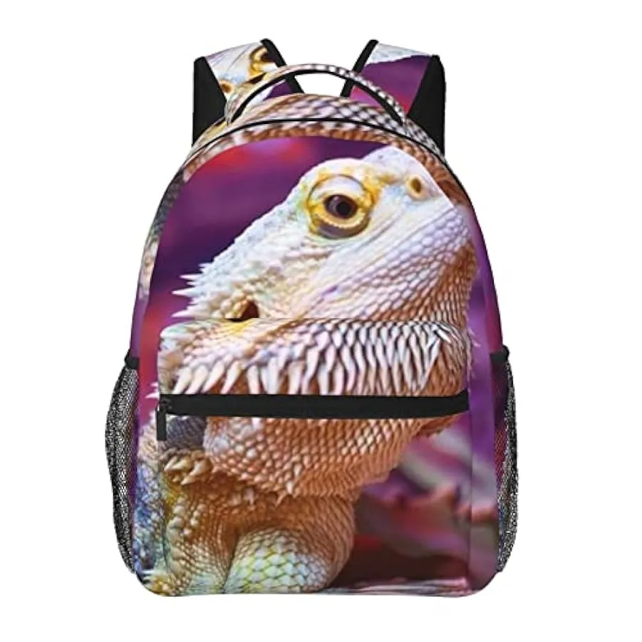 Ahdyr Zaino antifurto multiuso borsa da trasporto di grande capacità Cool Bearded Dragon Lizards Purple Art Camping Outdoor Back