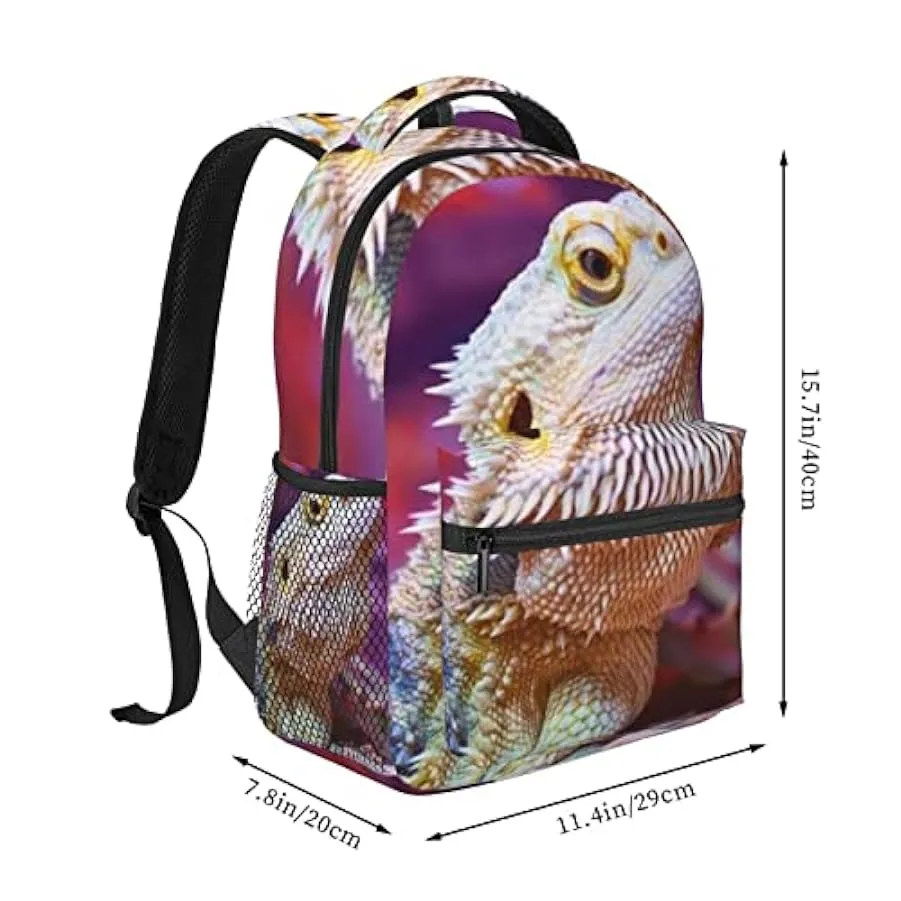 Ahdyr Zaino antifurto multiuso borsa da trasporto di grande capacità Cool Bearded Dragon Lizards Purple Art Camping Outdoor Back