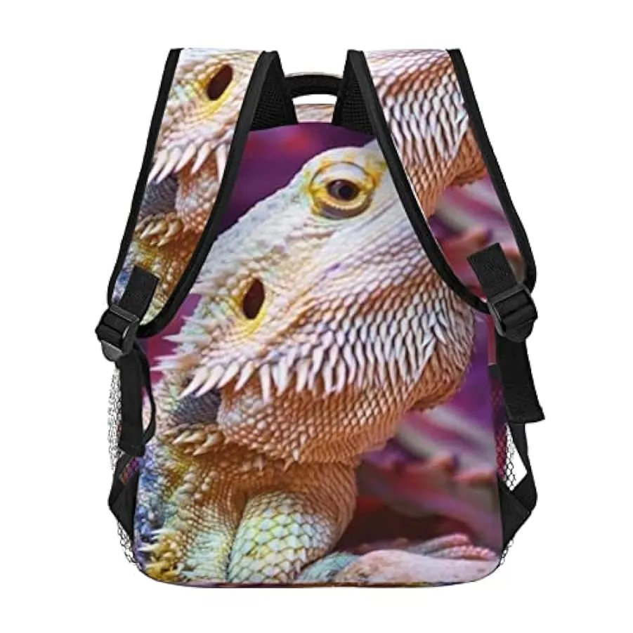 Ahdyr Zaino antifurto multiuso borsa da trasporto di grande capacità Cool Bearded Dragon Lizards Purple Art Camping Outdoor Back