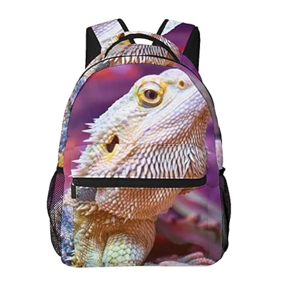 Ahdyr Zaino antifurto multiuso borsa da trasporto di grande capacità Cool Bearded Dragon Lizards Purple Art Camping Outdoor Back