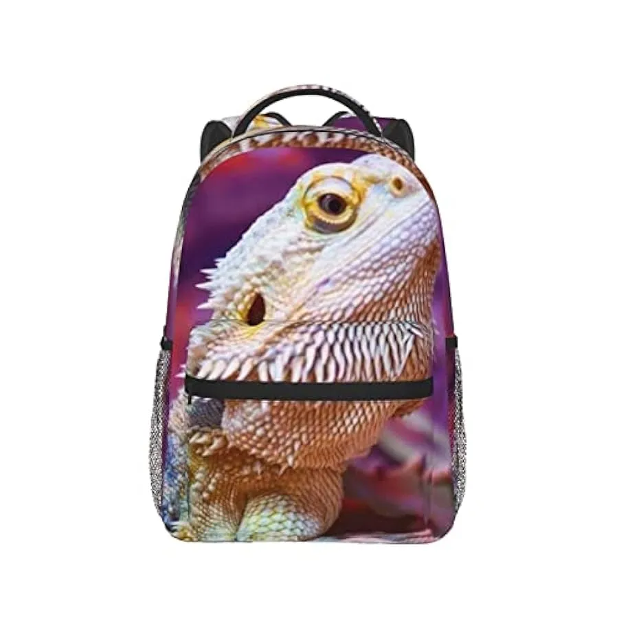 Ahdyr Zaino antifurto multiuso borsa da trasporto di grande capacità Cool Bearded Dragon Lizards Purple Art Camping Outdoor Back