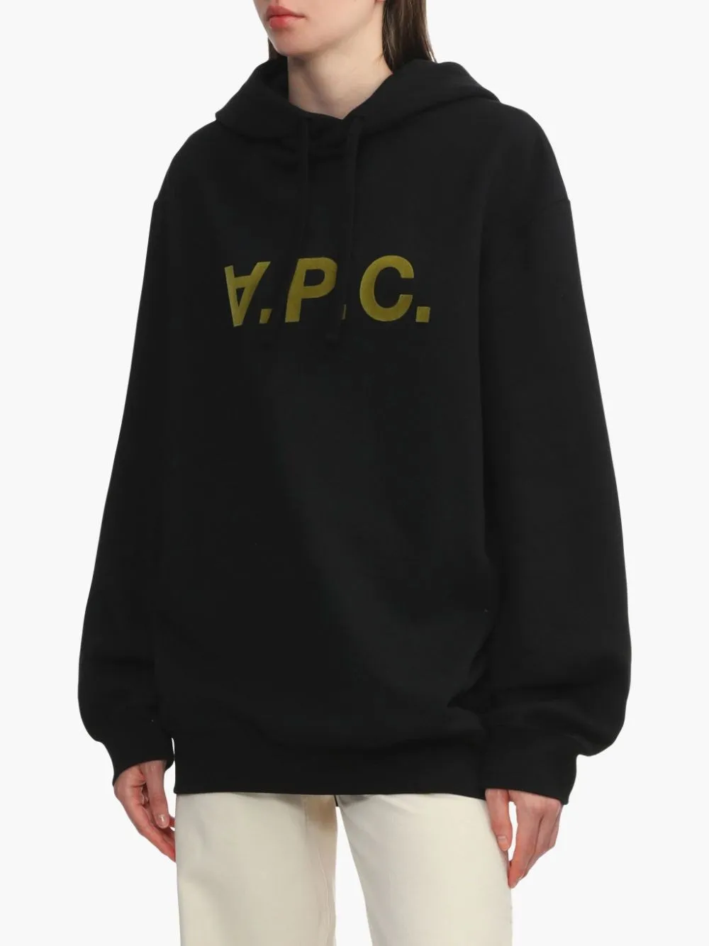 A.P.C.-felpa con cappuccio con stampa logo