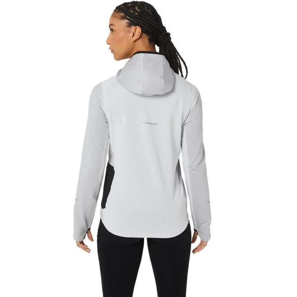 ASICS WINTER RUN LS HOODIE WOMEN Glacier Grey Heather/Performance Black felpa running con cappuccio donna