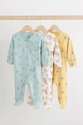 Baby Wrap 100% Cotton Sleepsuits 3 Pack (0-2yrs)    