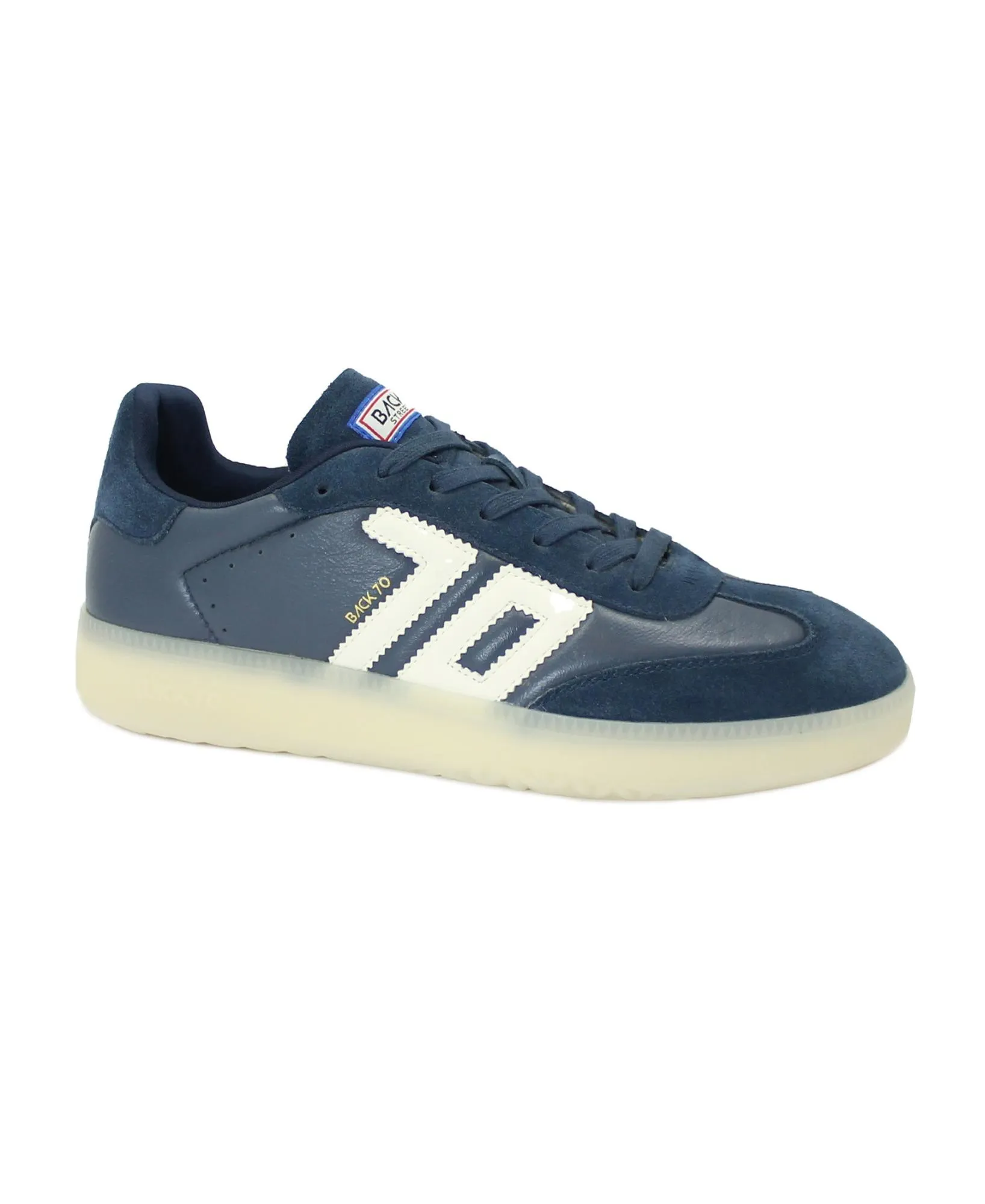 BACK 70 108002 BOSTON navy scarpe uomo sneakers lacci suede