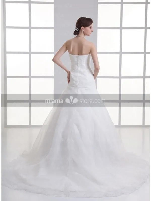 BETSY - A-line Strapless Chapel train Organza Wedding dress