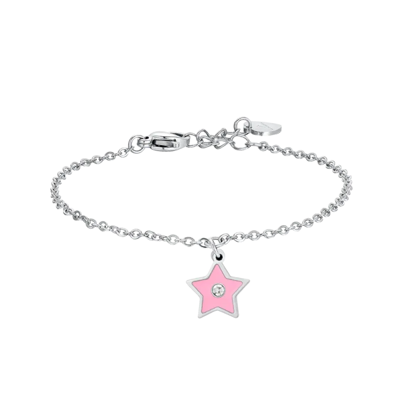 BRACCIALE BAMBINA IN ACCIAIO SMALTO ROSA