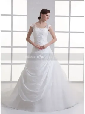 BRIDGET - A-line Chapel train Taffeta Square neck Wedding dress