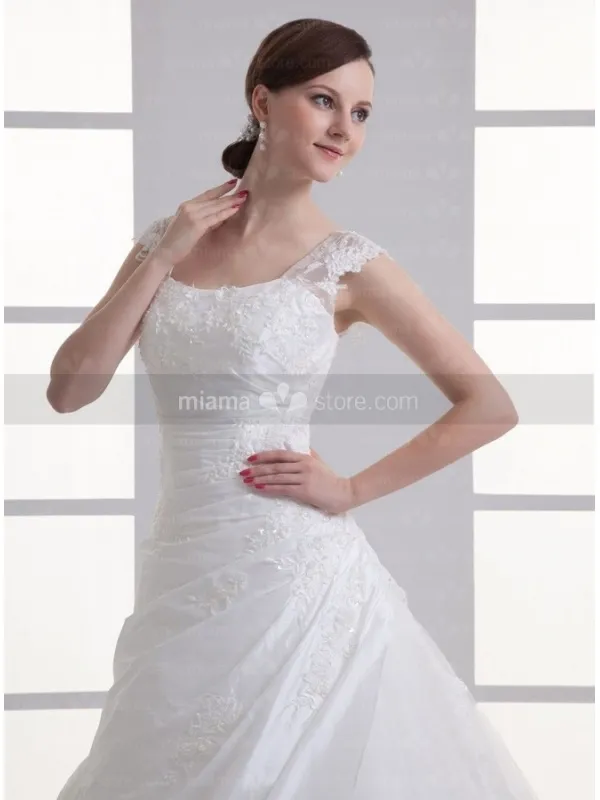 BRIDGET - A-line Chapel train Taffeta Square neck Wedding dress