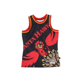 CANOTTA TIPO BASKET UOMO NBA BIG FACE BLOWN OUT FASHION JERSEY HARDWOOD CLASSICS ATLHAW BLACK/ORIGINAL TEAM COLORS