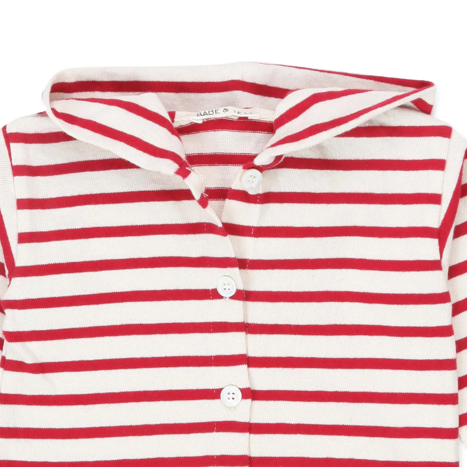 Cardigan Panna E Rosso Con Cappuccio Baby Unisex