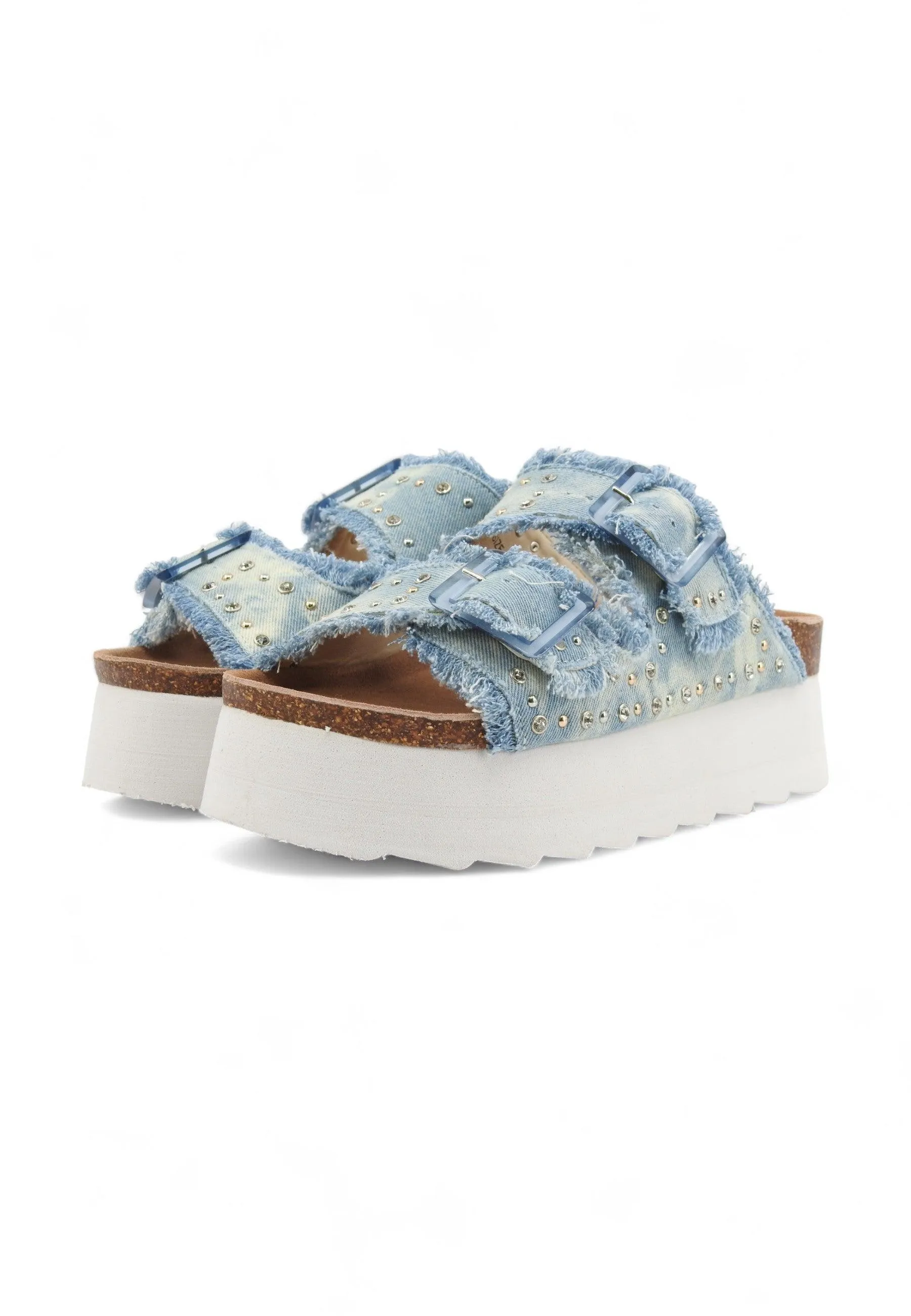 COLORS OF CALIFORNIA Ciabatta Platform Donna White Jeans HC.BES41