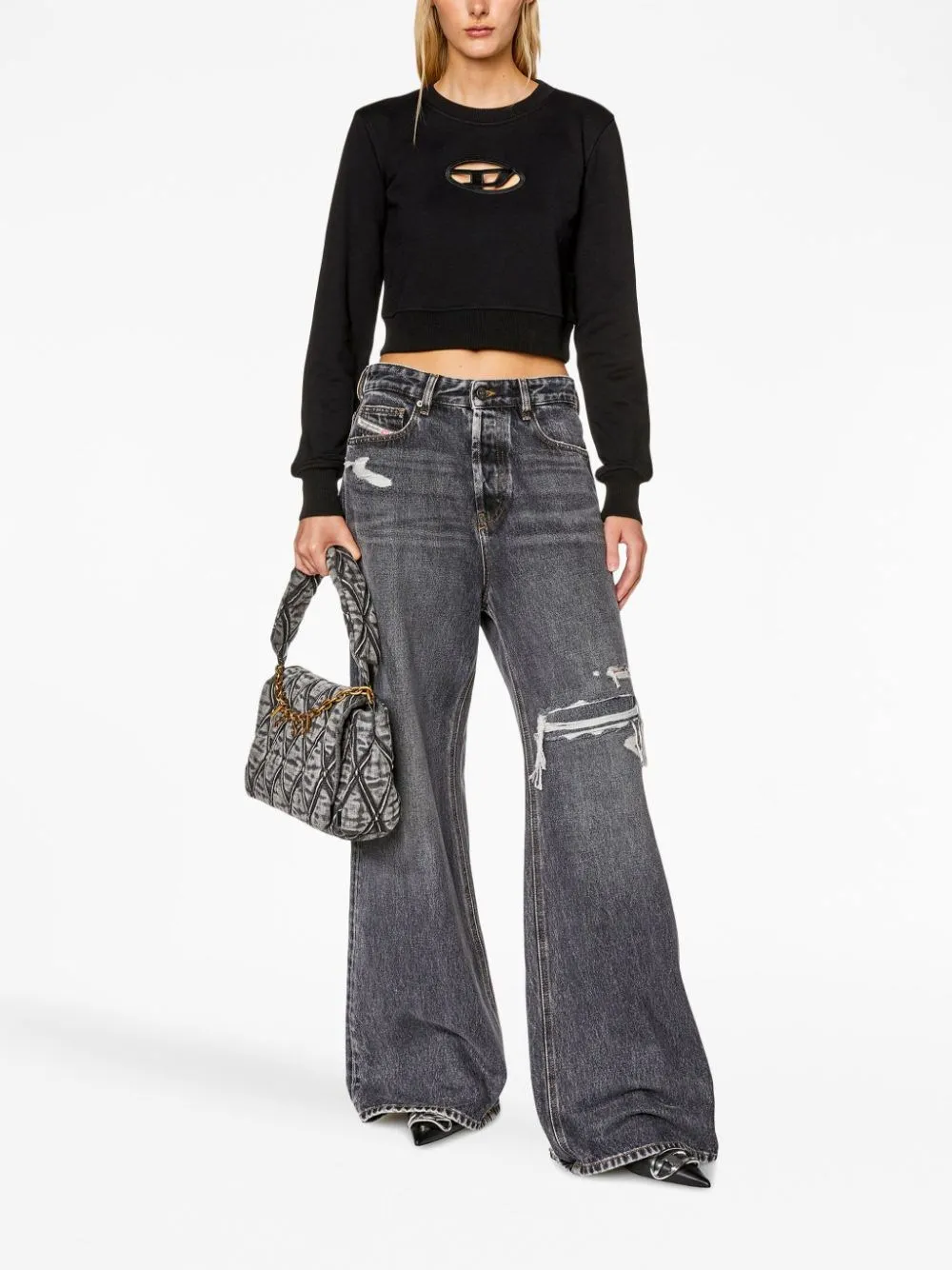 Diesel-Felpa crop F-Slimmy-Od con cut-out