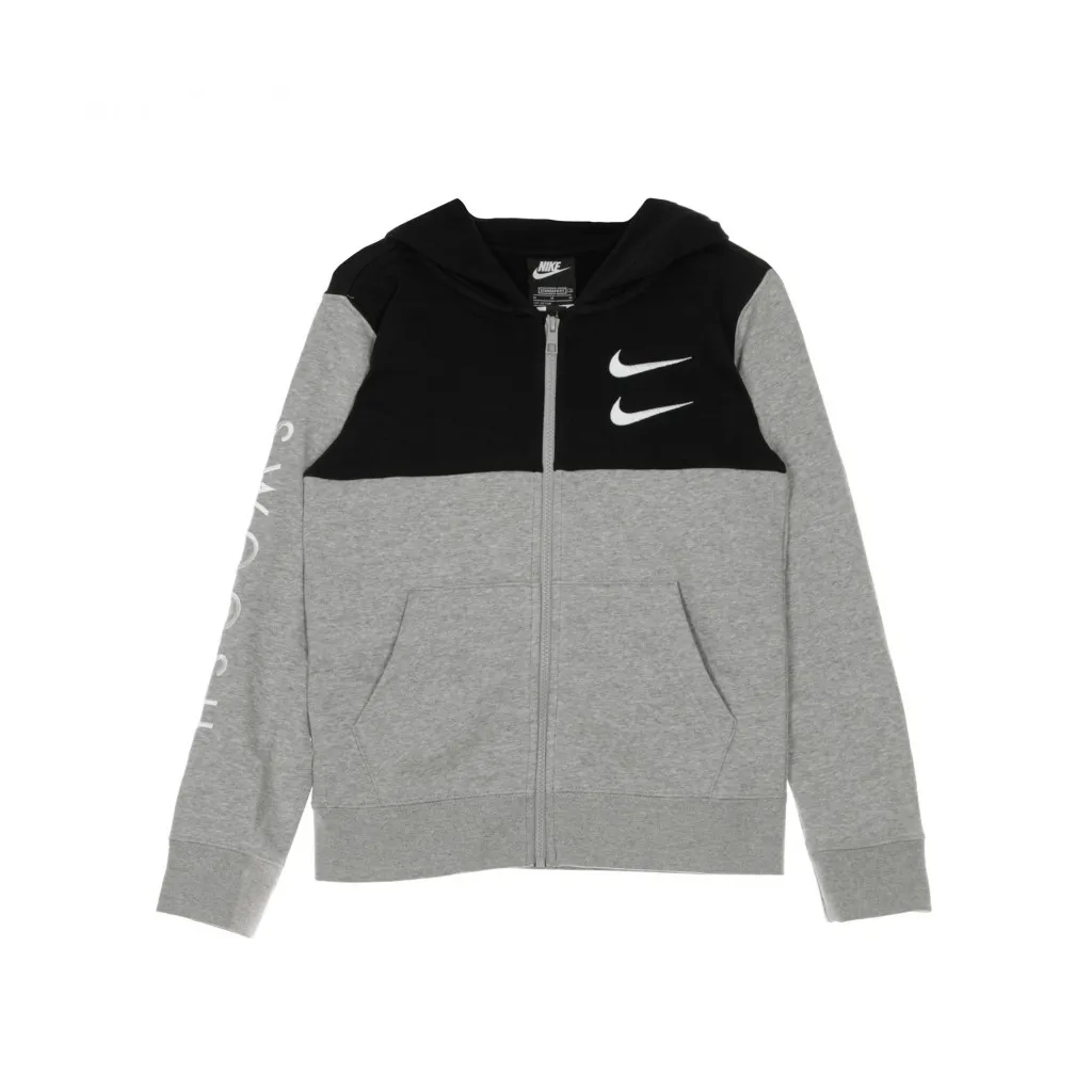 felpa cappuccio zip bambino sportswear swoosh DK GREY HEATHER/BLACK/WHITE/WHITE