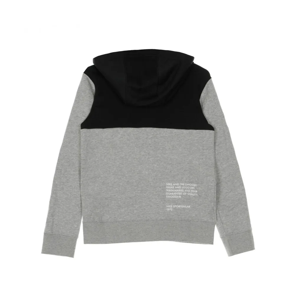 felpa cappuccio zip bambino sportswear swoosh DK GREY HEATHER/BLACK/WHITE/WHITE