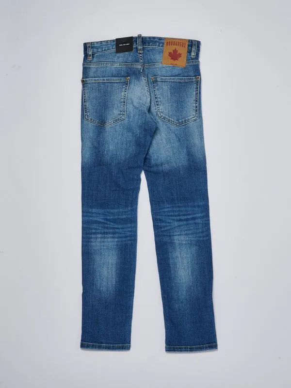 Jeans bambino Dsquared2 in denim di misto cotone stretch Denim Chiaro