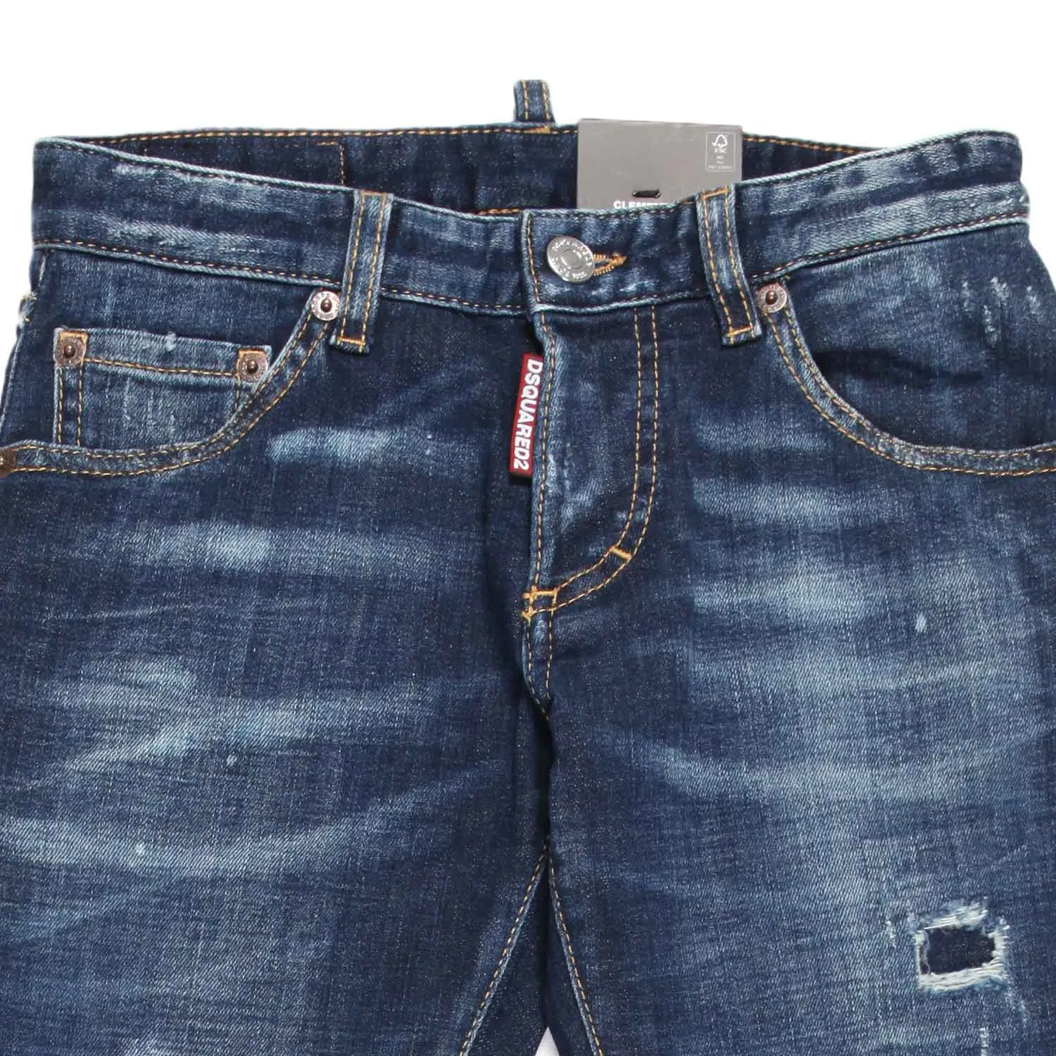 Jeans Blu Medio Stone Wash Con Strappi