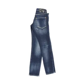 Jeans Blu Medio Stone Wash Con Strappi