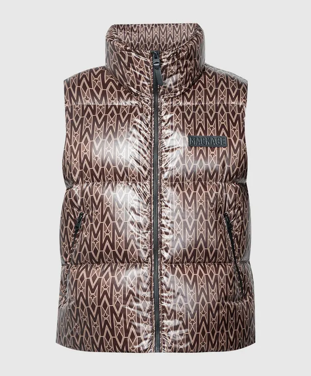 Mackage Gilet in piumino marrone con monogramma logo KANEMG