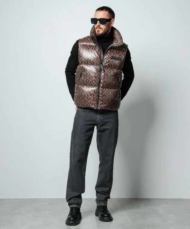 Mackage Gilet in piumino marrone con monogramma logo KANEMG