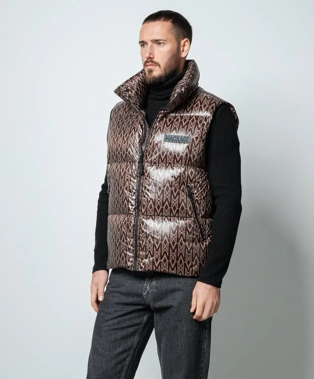 Mackage Gilet in piumino marrone con monogramma logo KANEMG