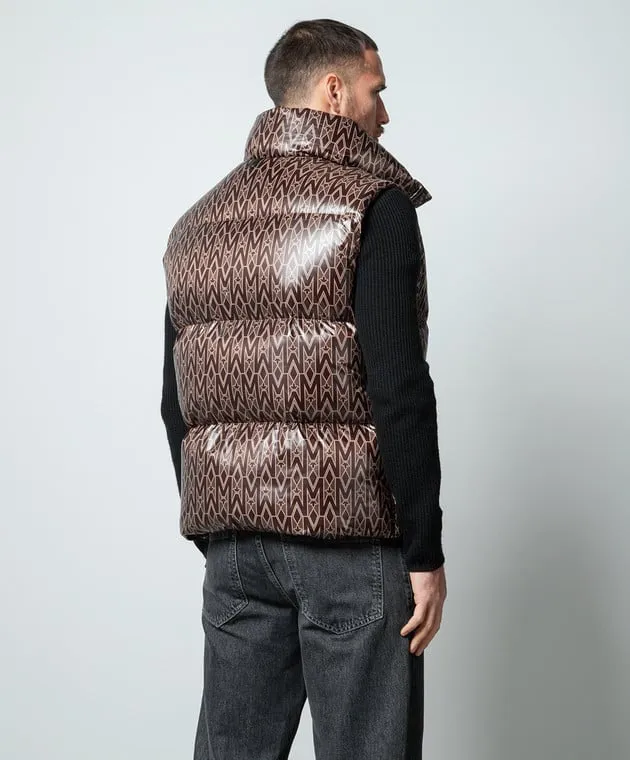 Mackage Gilet in piumino marrone con monogramma logo KANEMG