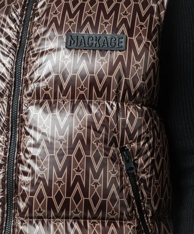 Mackage Gilet in piumino marrone con monogramma logo KANEMG