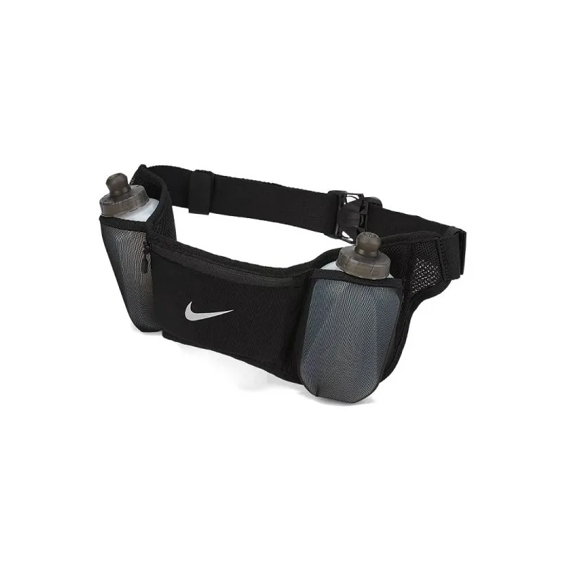 NIKE DOUBLE FLASK BELT CINTURA CON 2 BORRACCE + TASCA IDRATAZIONE RUNNING - NERO