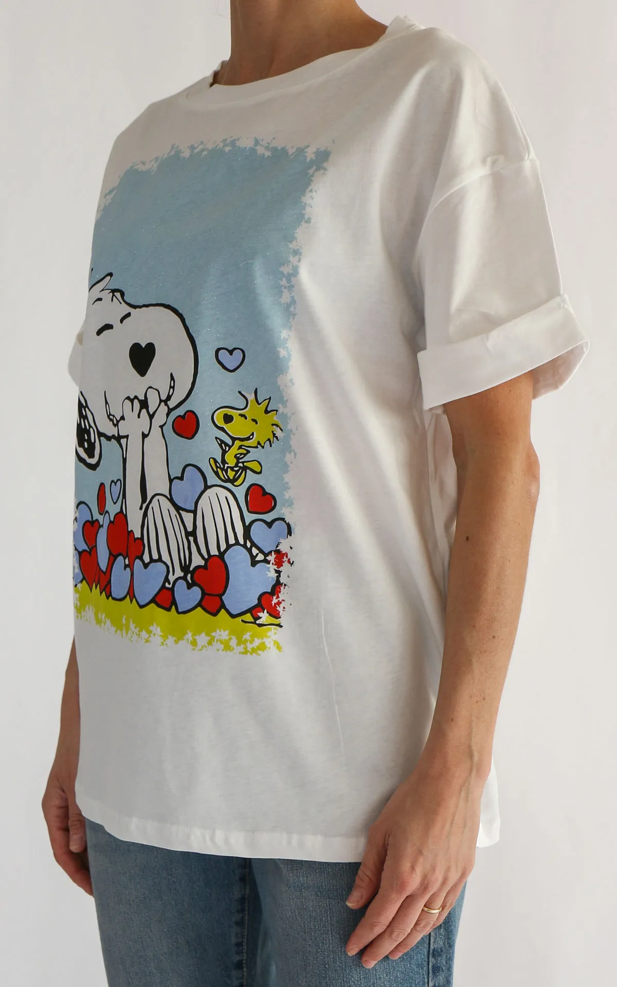 Off-on – T-shirt stampa over – Snoopy / cielo