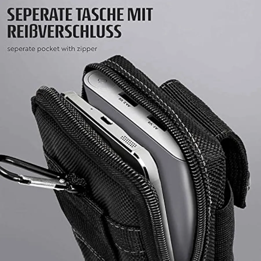 ONEFLOW Custodia di sopravvivenza compatibile con Samsung Galaxy S10 Plus – Custodia in nylon con moschettone, borsa tattica EDC