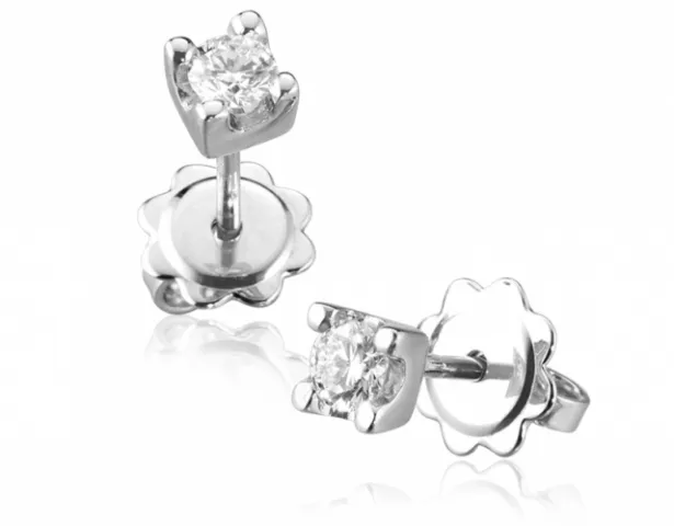 Orecchini Punto Luce a Griffe Roger Gems con Diamanti Naturali IF 0.04ct in oro bianco 18kt