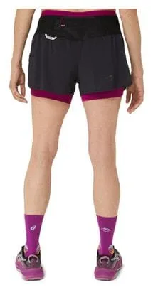 Pantaloncini Asics Fujitrail 2-in-1 Donna Nero Rosa