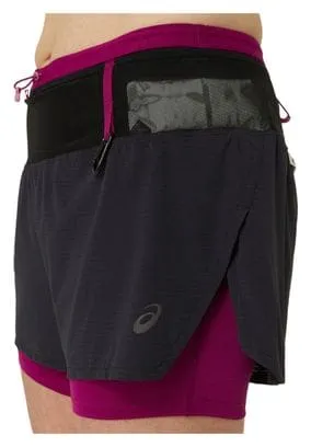 Pantaloncini Asics Fujitrail 2-in-1 Donna Nero Rosa