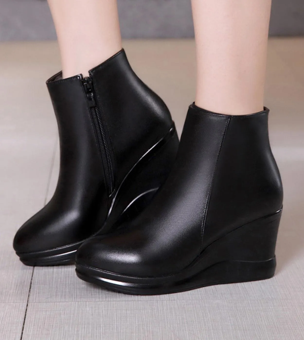 Plus Size 32 43 Platform Wedges Boots Women Shoes Fall Winter 2022 High Heels Boots Ladies Plush Warm Boots For Office