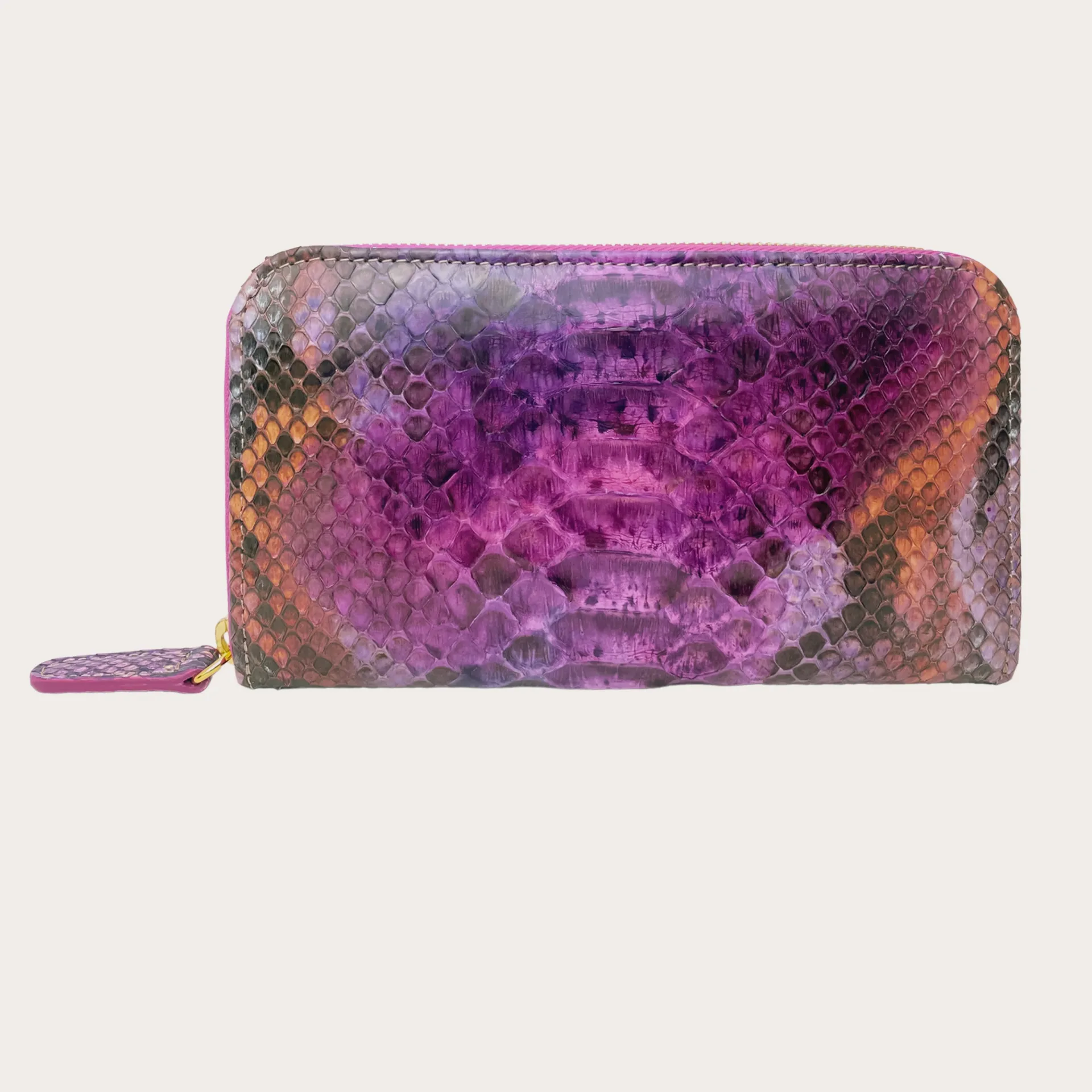Portafoglio Donna fuxia in pitone tamponato