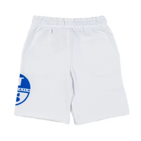 Shorts Felpa Bianco Con Maxi Logo Azzurro