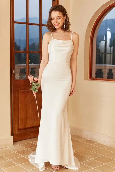 Spaghetti bianchi Cinghie Abito da sposa semplice