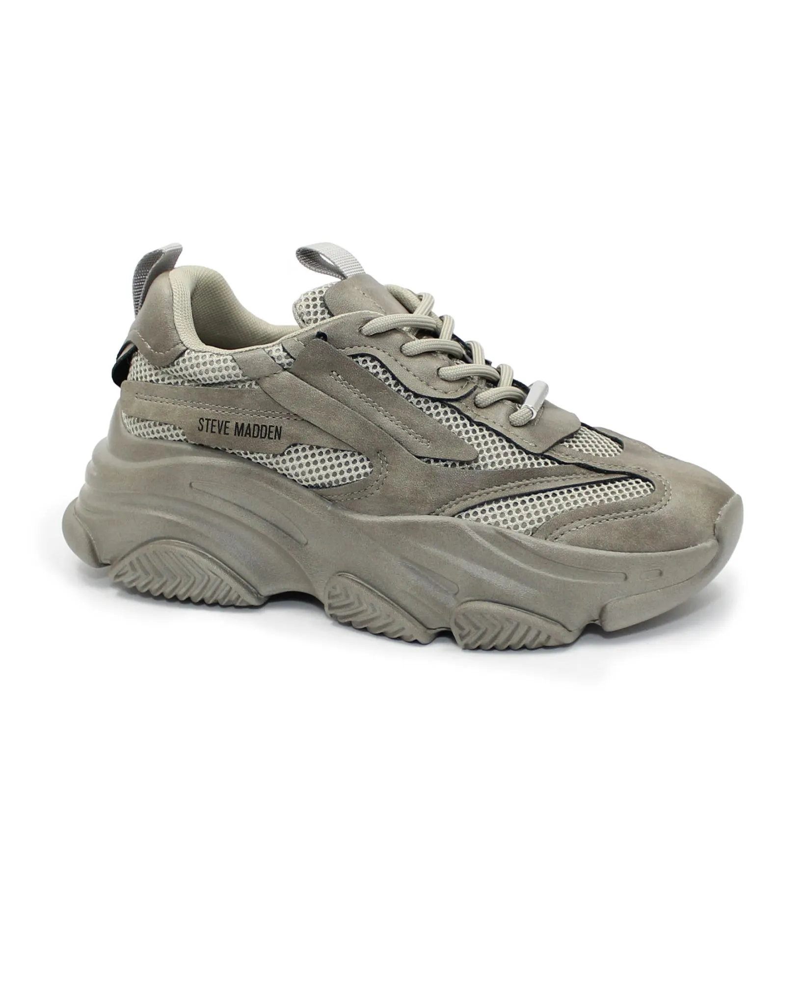 STEVE MADDEN POSSESSION grigio POSS03S1 grey distr scarpe donna sneakers tessuto zeppa lacci