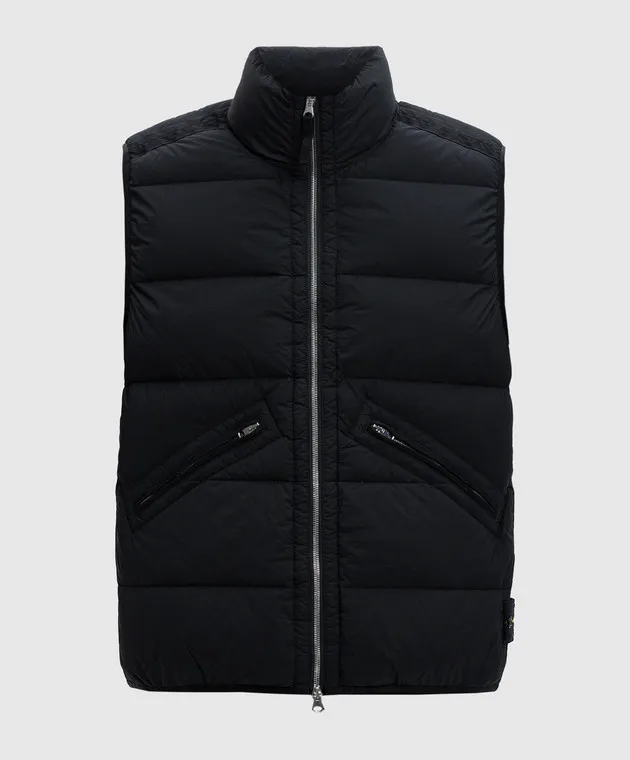 Stone Island Gilet in piumino nero con logo 8115G0828