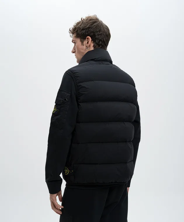 Stone Island Gilet in piumino nero con logo 8115G0828