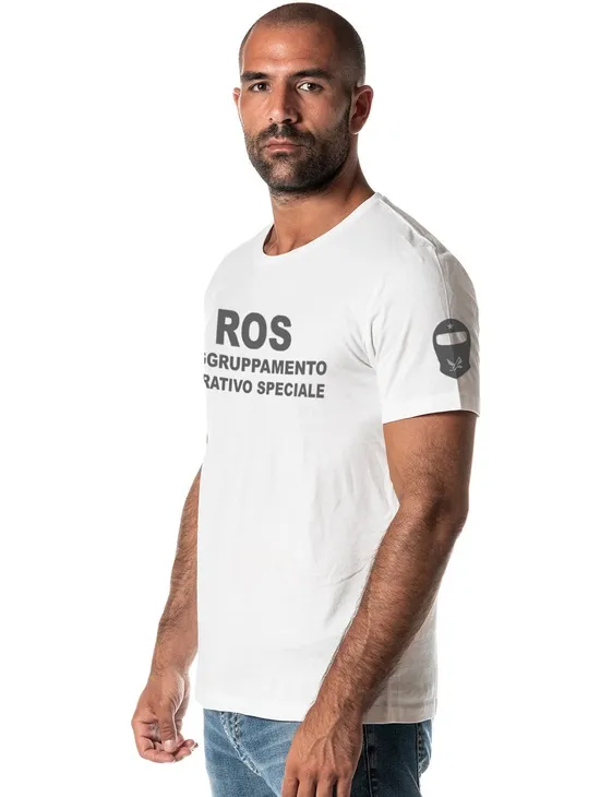 T-shirt Ros + Mefisto Su Manica Bianco