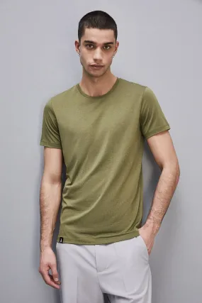 T-shirt slim fit en jersey lyocell et coton