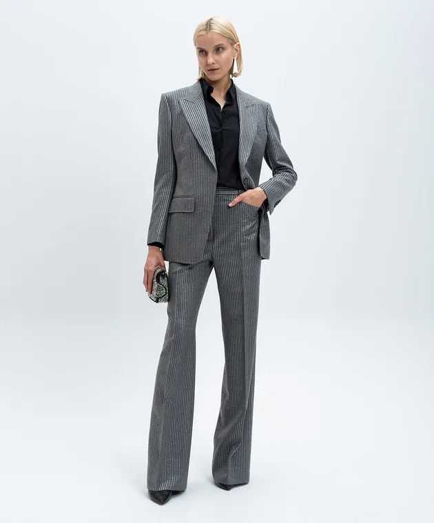 Tom Ford Pantaloni grigi realizzati in lana con lurex PAW584FAX1262