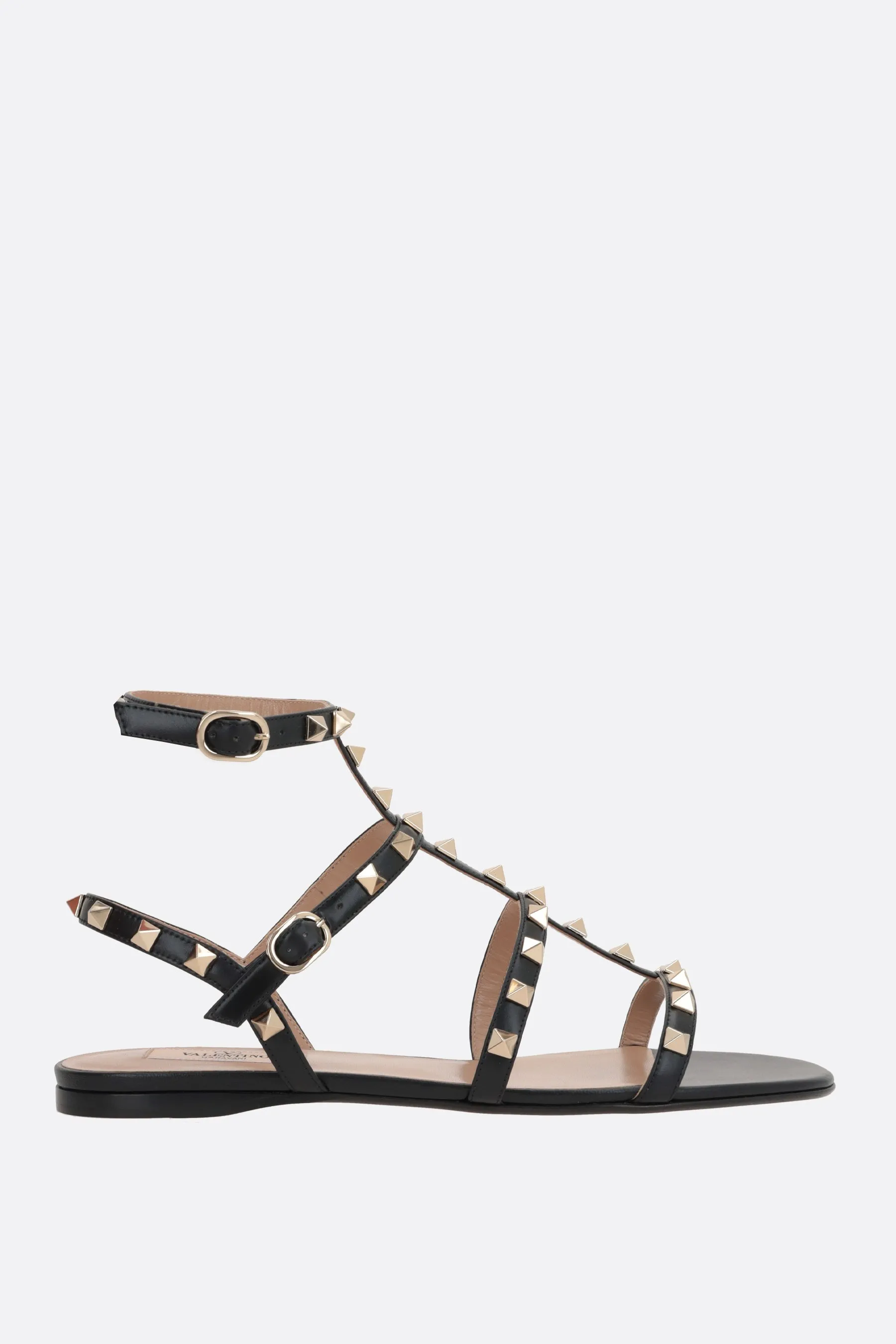  VALENTINO GARAVANI sandalo flat Rockstud in pelle liscia 